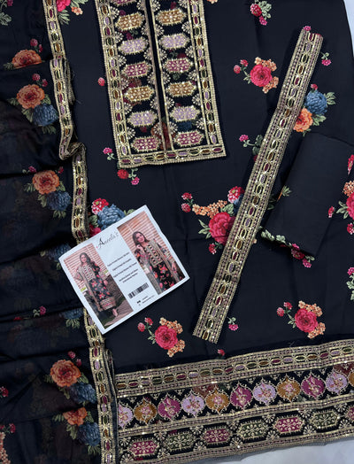 Aneela's Silk Embroidered 3-Piece Unstiched