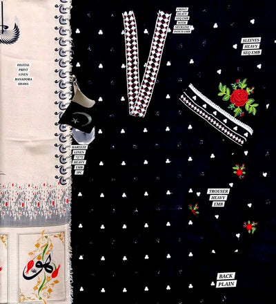 Beechtree-PREMIUM Linen 3PC with DIGITAL PRINT LINEN BANADORA SHAWL