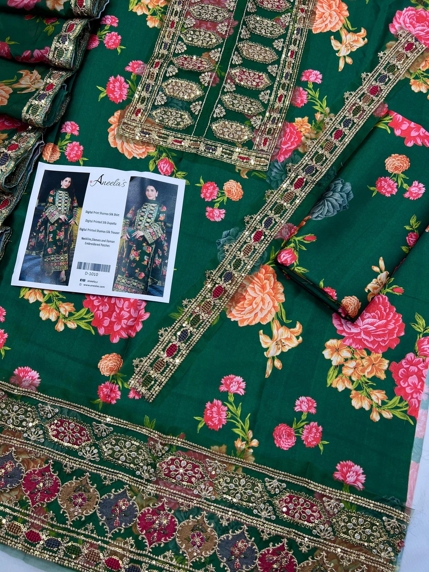 Aneela's Silk Embroidered 3-Piece Unstiched