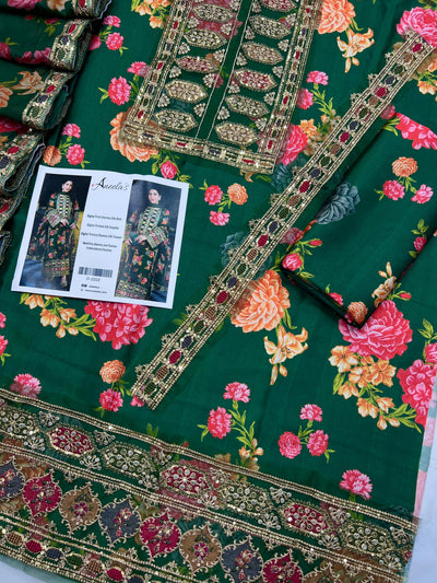 Aneela's Silk Embroidered 3-Piece Unstiched