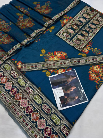 Aneela's Silk Embroidered 3-Piece Unstiched