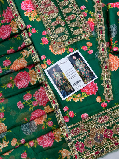 Aneela's Silk Embroidered 3-Piece Unstiched
