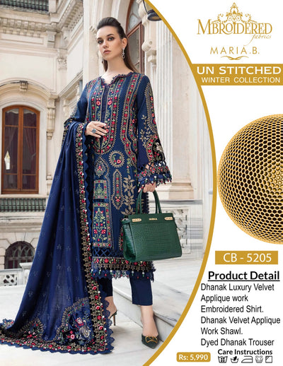 MARIA-B Luxury Embroidered 3PC (DHANAK FABRIC)