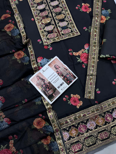Aneela's Silk Embroidered 3-Piece Unstiched