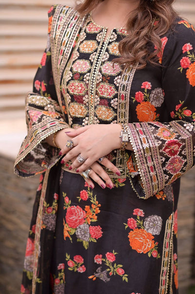 Aneela's Silk Embroidered 3-Piece Unstiched