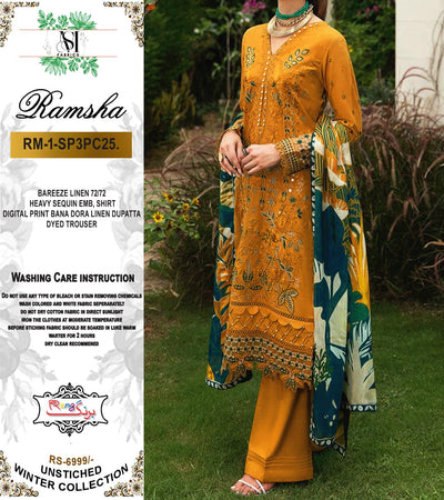 RAMSHA LINEN -3PC
HEAVY SEQUIN EMB
BANA DORA LINEN DUPATTA