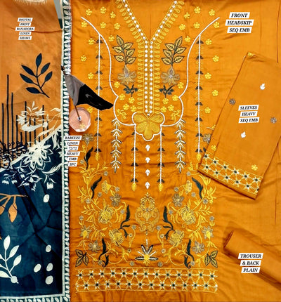 RAMSHA LINEN -3PC
HEAVY SEQUIN EMB
BANA DORA LINEN DUPATTA