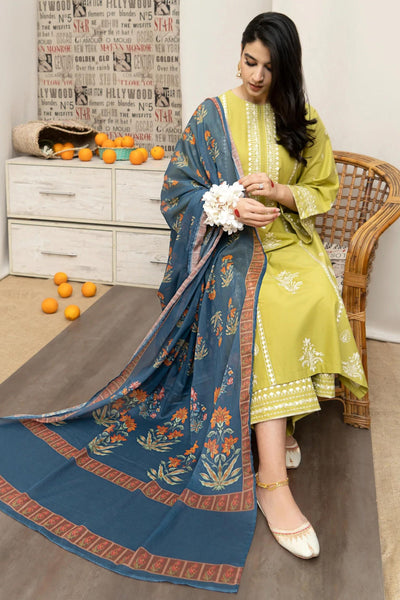 URGE - 3PC Dhanak LUXURY EMBROIDERED with printed shawl