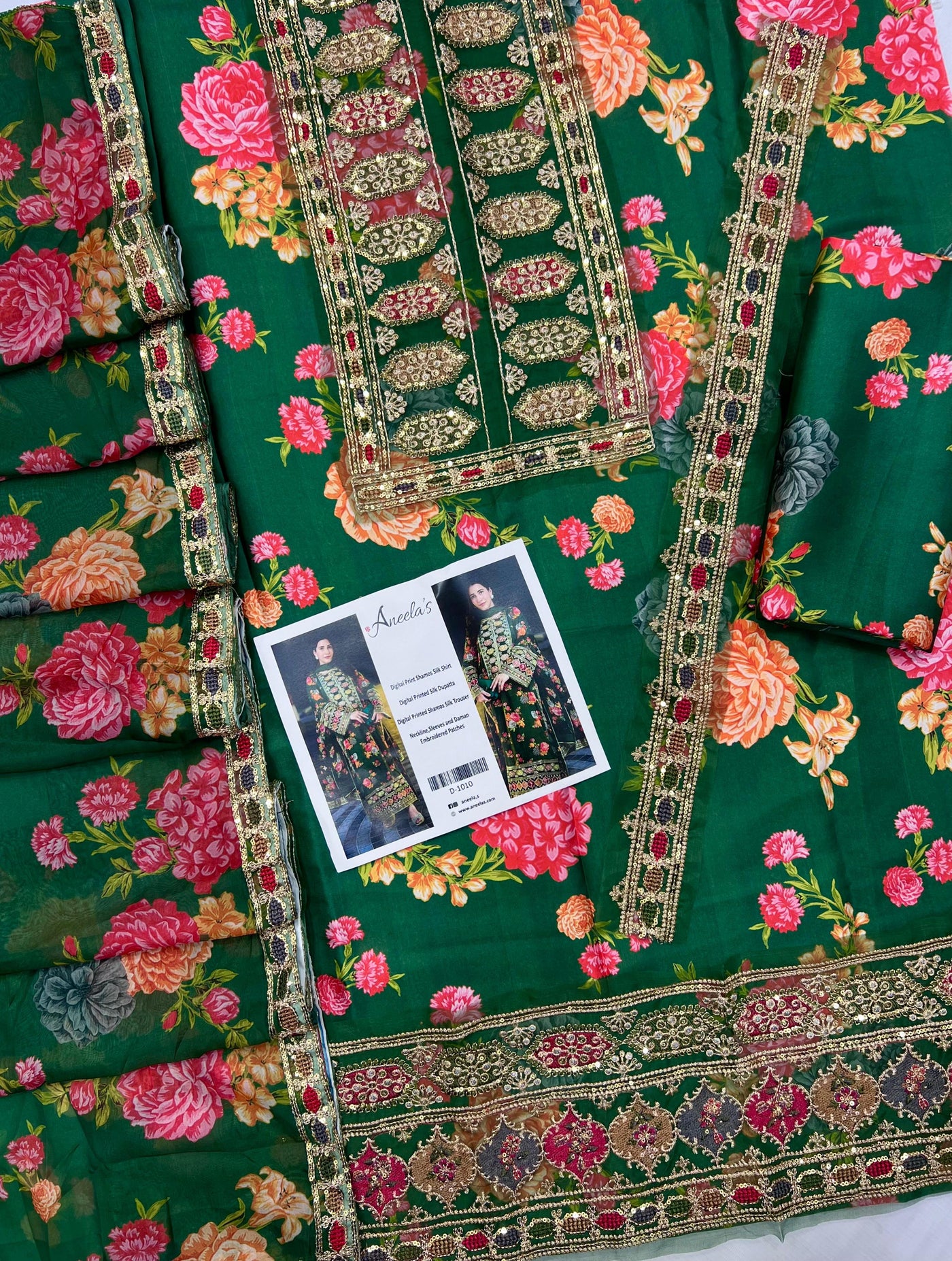 Aneela's Silk Embroidered 3-Piece Unstiched