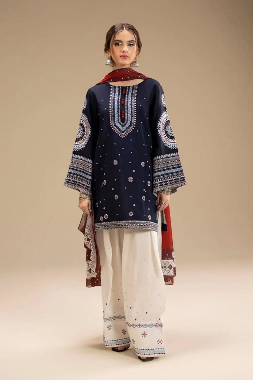 JAZMINE - 3PC Dhanak premium EMBROIDERED SUIT WITH whool shawl BY Laiba khan