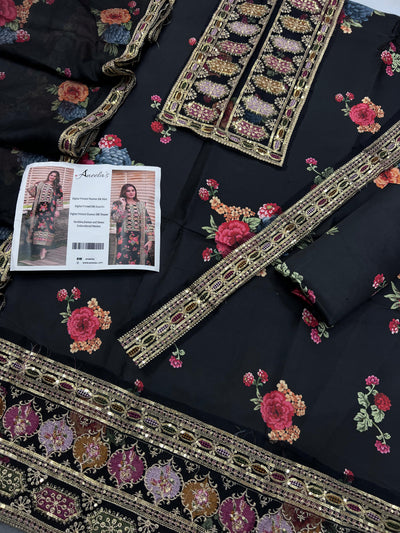 Aneela's Silk Embroidered 3-Piece Unstiched