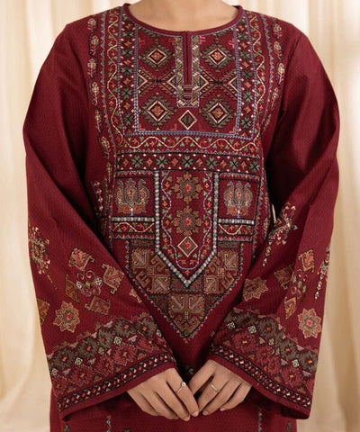 Sapphire-3PC luxury Embroidered with Wool shawl (DHANAK Fabric)