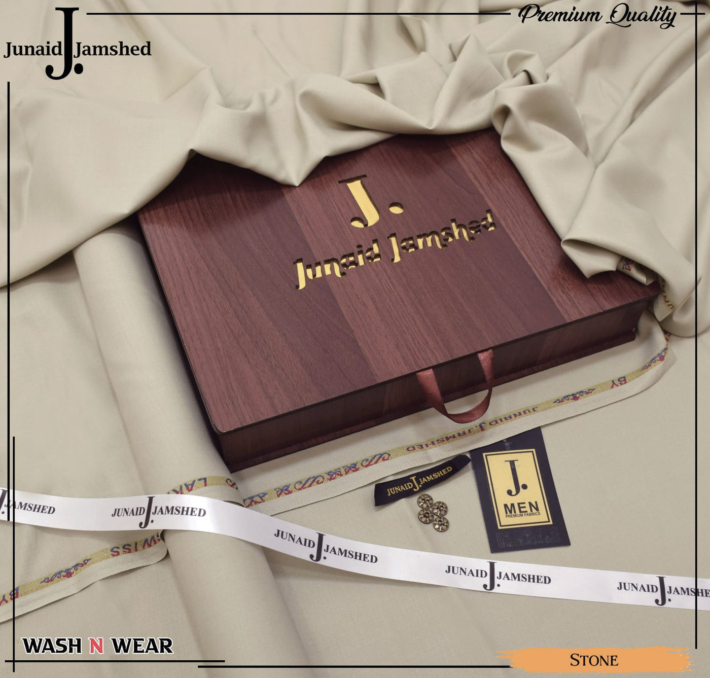 Premium Wash & Wear Unstitched Men’s Suit (STONE)