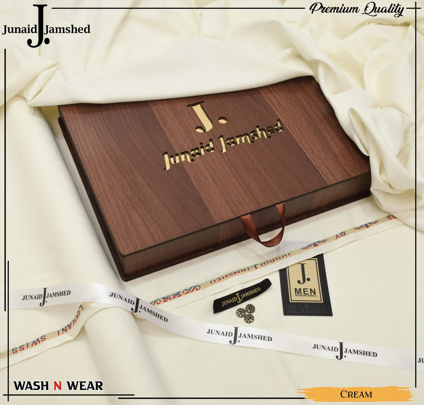 Premium Wash & Wear Unstitched Men’s Suit (CREAM)