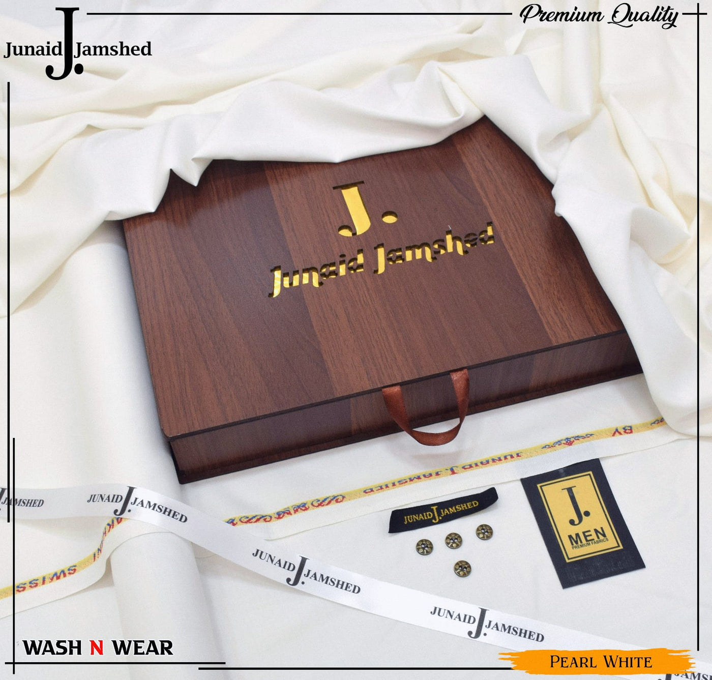 Premium Wash & Wear Unstitched Men’s Suit (pearl white)